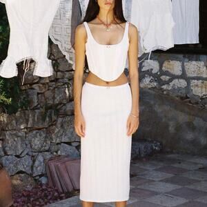 With Jean Dylan White Knit Midi Skirt Size XS